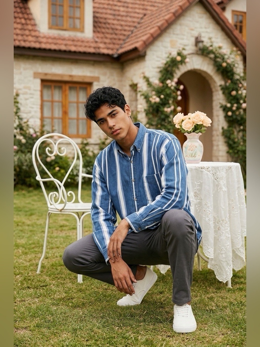 American Blue Authentic Denim Blue/White Stripe XL (some AI enhanced photos)